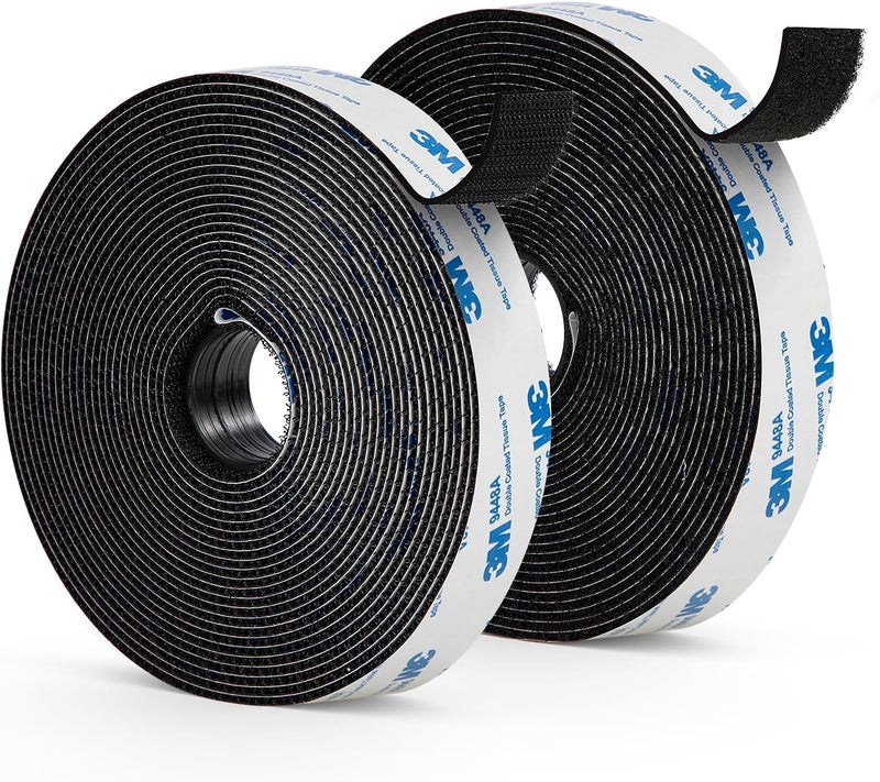 Surekeep Hook and Loop Tape 1" x 22ft, Self Adhesive Strips with Strong 9448A Backing, Interlocking Nylon Fabric Fastener for Picture Frames, Rugs, Car Interior, Home, Office Black - Image 1